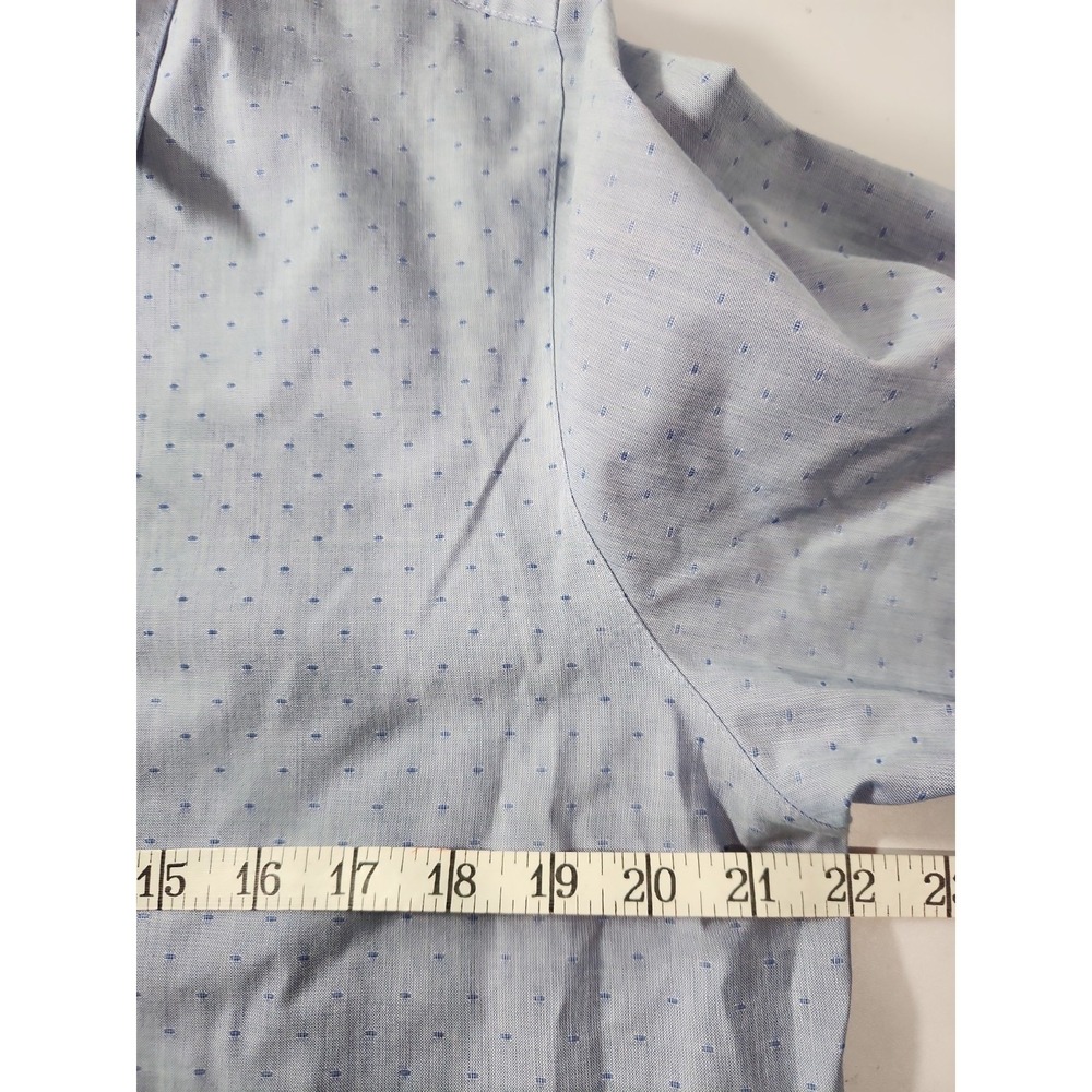 Foxcroft Womens Blue Wrinkle Free Button Down Shirt Size 14 Geometric Dot 101007 - Picture 7 of 10